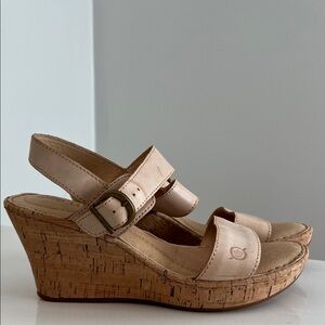 Born Beige Wedge Sandals